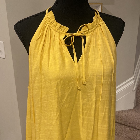 New With Tag Beautiful Nine West XL Double Lined Yellow Summer Tiered Maxi Dress - Picture 4 of 8